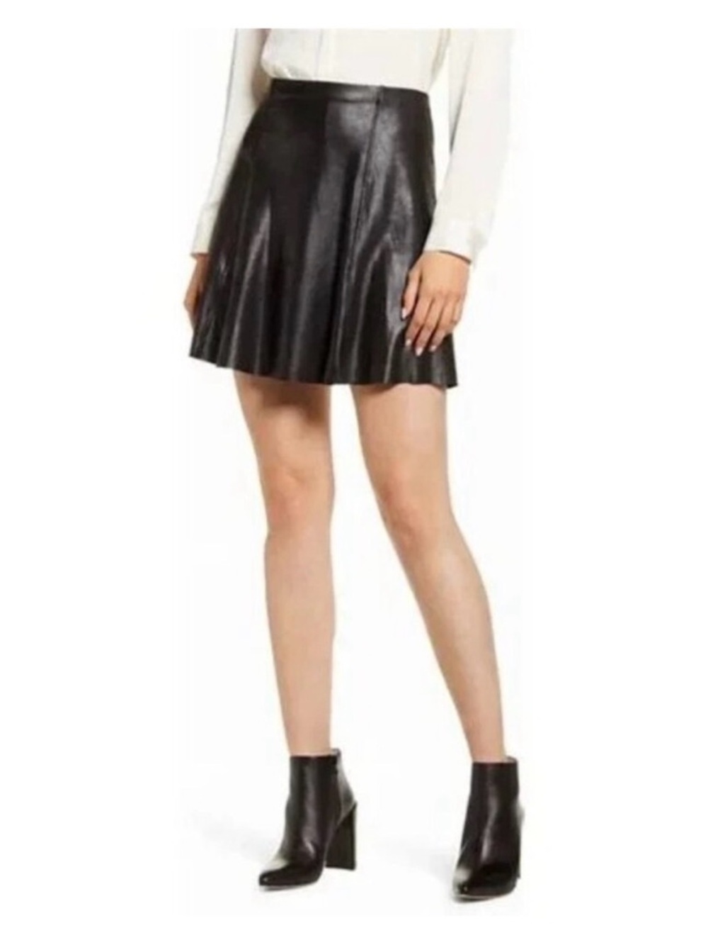 Spanx Faux Leather Pleated Mini Skirt - Black